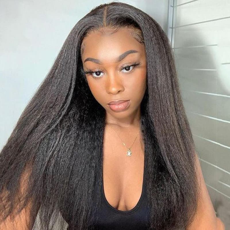 Kinky Straight  Lace Closure Wig